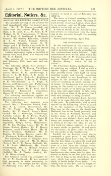 A printed journal page in two columns, headed The British Bee Journal, with the report of the conversazione and Sitwell's paper.