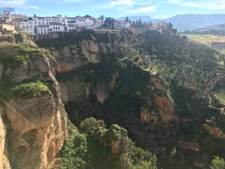 Looking at Rhonda perched on the edge of a hight plateau.