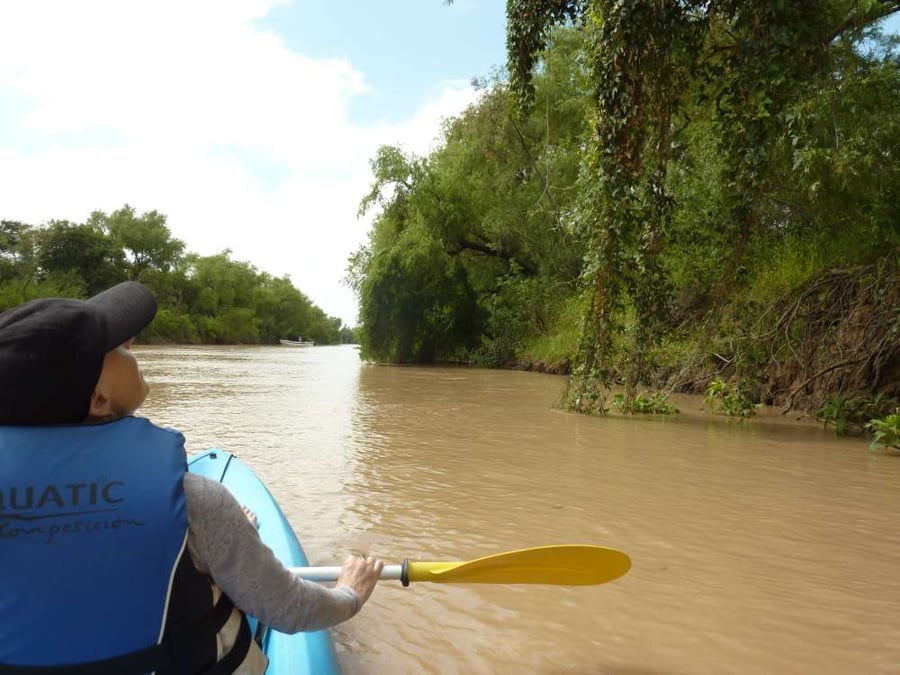 Paddling down the channel